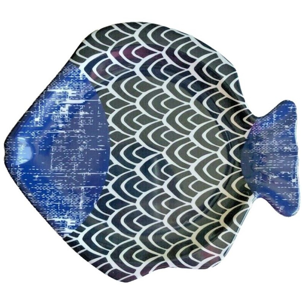 Fish Melamine Plates Dishes 8.5' Lunch Fruit Dessert Salad Summer Set of 4